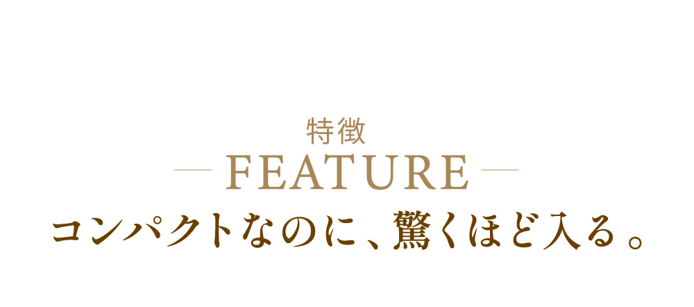 特徴、コンパクトなのに、驚くほど入る。