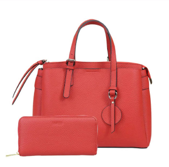 シュリンクレザーハンドバッグ＆財布＜エレガントセット＞