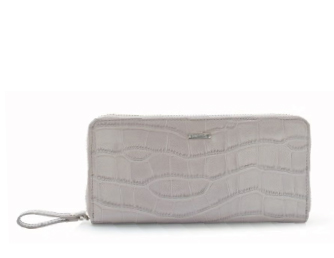 マットレザークロコダイル型押しラウンド型財布