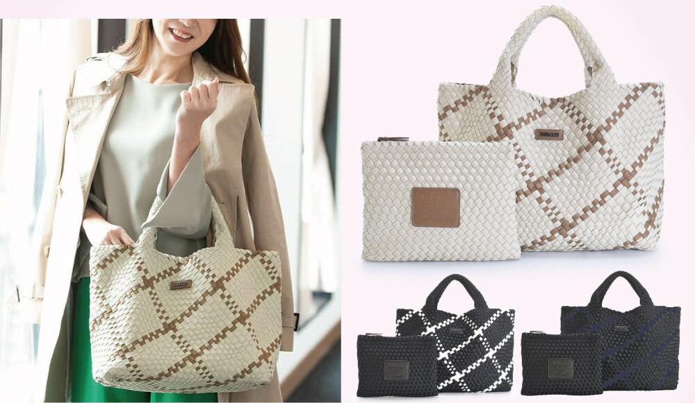 バイカラーメッシュトートバッグ